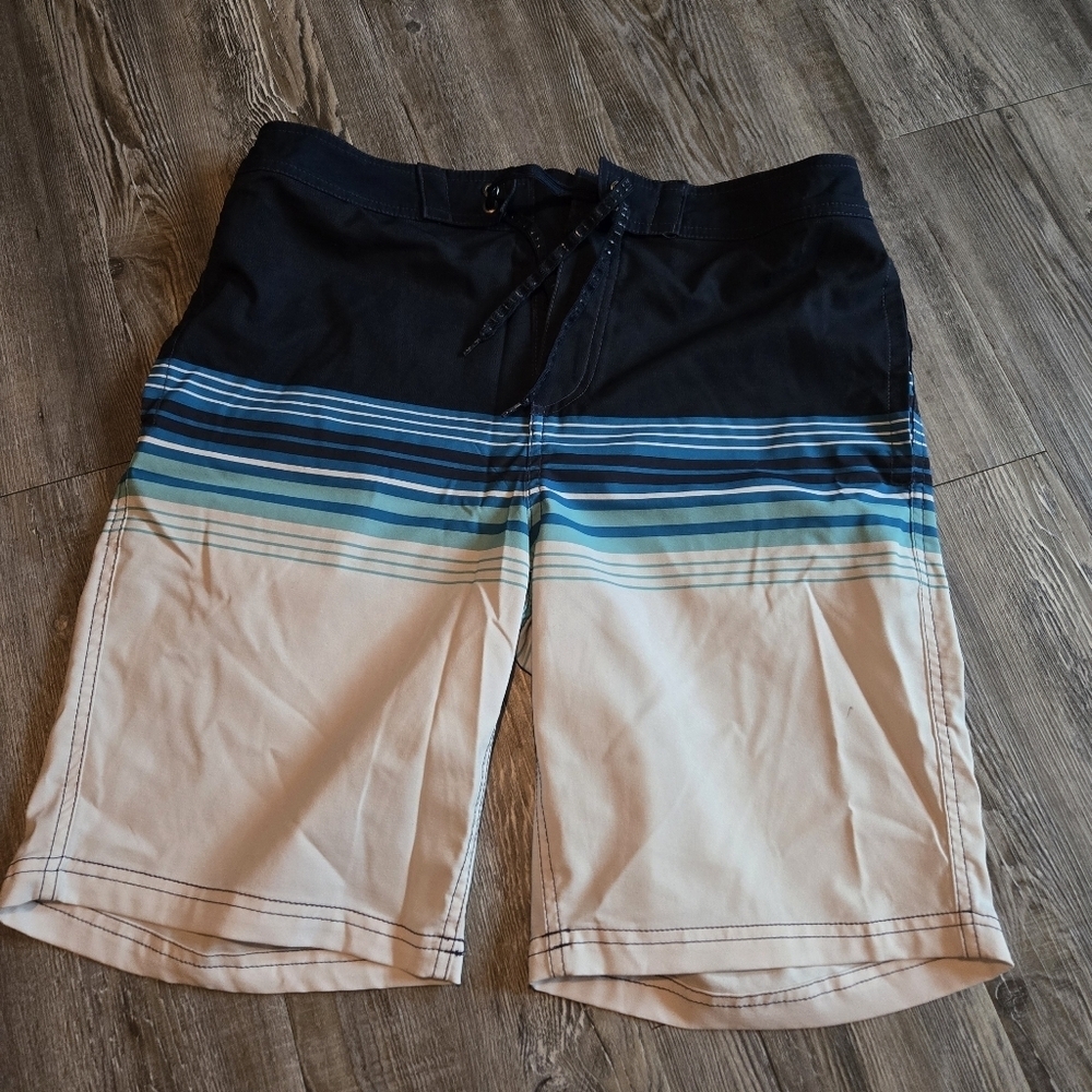 Men's Blue and Black Swim Shorts